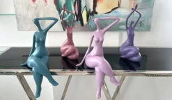Elegant Grace 38cm Teal Resin Indoor Sculpture