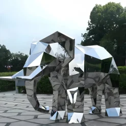 Elephant 168cm Geometric Metal Garden Sculpture