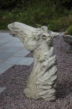 Epona Horses Head Stone Garden Ornament