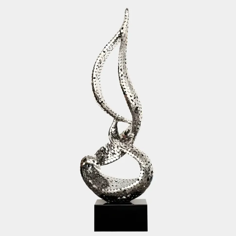 Eternal Flame 173cm Silver Metal Garden Sculpture