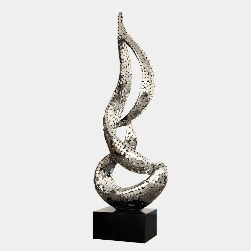 Eternal Flame 173cm Silver Metal Garden Sculpture