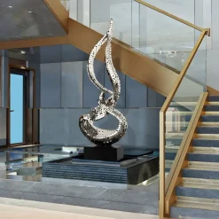 Eternal Flame 173cm Silver Metal Garden Sculpture