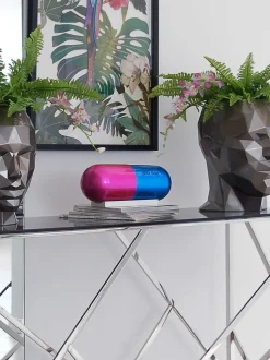 Eternal Happiness Pill 13cm Fuchsia Resin Indoor Sculpture