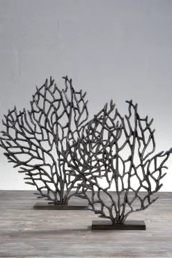 Euphoric Coral 43cm Black Metal Indoor Sculpture