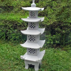 Five Tier Japanese Pagoda Lantern Granite Garden Ornament
