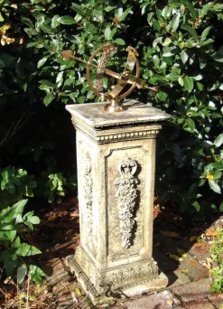 Floral Armillary Stone Garden Sundial