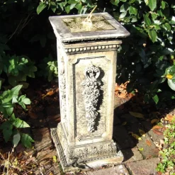 Floral Brass Stone Garden Sundial