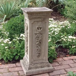Floral Column Stone Garden Pedestal