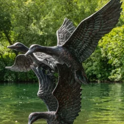 Flying Ducks 82cm Bronze Metal Garden Statue