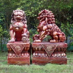 Foo Dogs 45cm Red Chinese Garden Statues