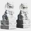 Foo Dogs 120cm White Marble Garden Statues