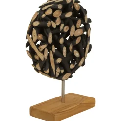 Forest Orb 35cm Black Wood Indoor Sculpture