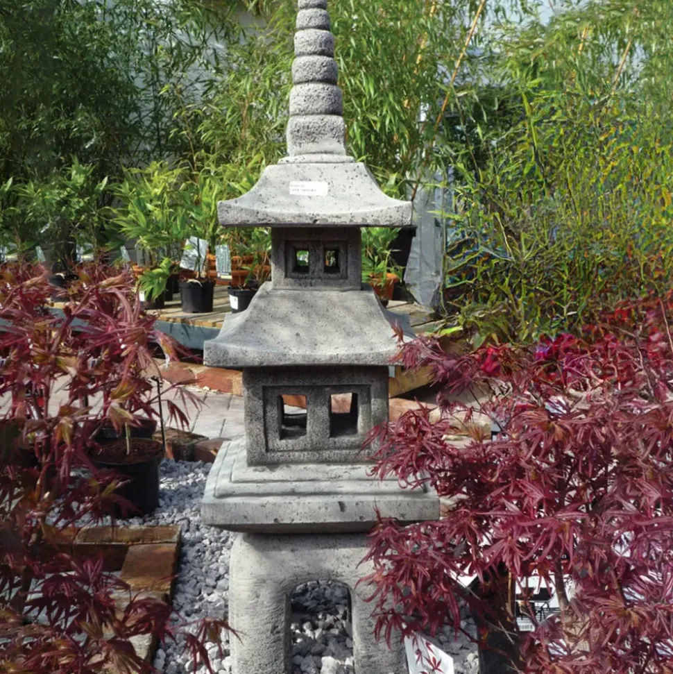 Four Piece Japanese Pagoda Stone Garden Ornament