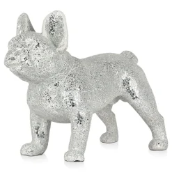 French Bulldog 38cm Silver Resin Indoor Sculpture