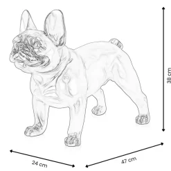 French Bulldog 38cm Silver Resin Indoor Sculpture