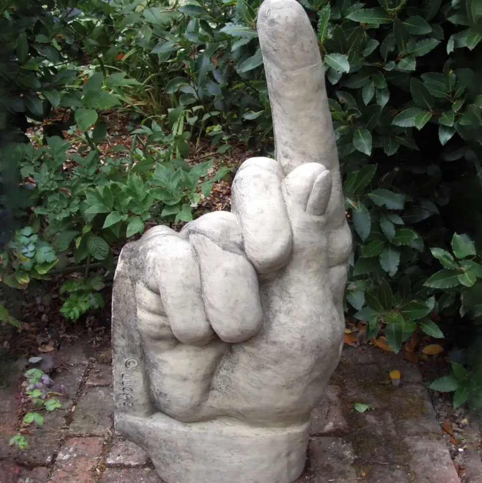 Giant Hand Pointing Up Stone Garden Statue