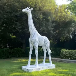 Gigantic Giraffe 350cm White Marble Garden Statue v6