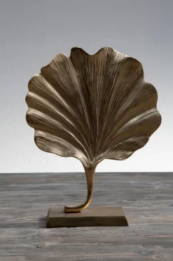 Ginkgo Leaf 28cm Gold Metal Indoor Sculpture