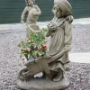 Girl & Barrow Stone Garden Statue