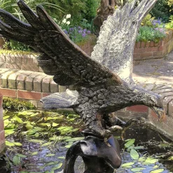 Golden Eagle on Wave Bronze Garden Statue