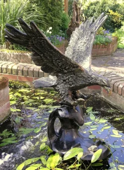 Golden Eagle on Wave Bronze Garden Statue