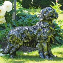 Golden Retriever Dog Bronze Metal Garden Statue