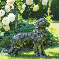 Golden Retriever Dog Bronze Metal Garden Statue