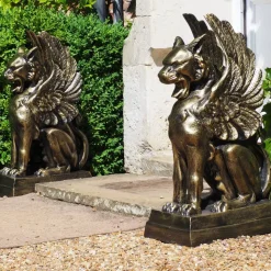 Gothic Griffins Bronze Metal Garden Statues