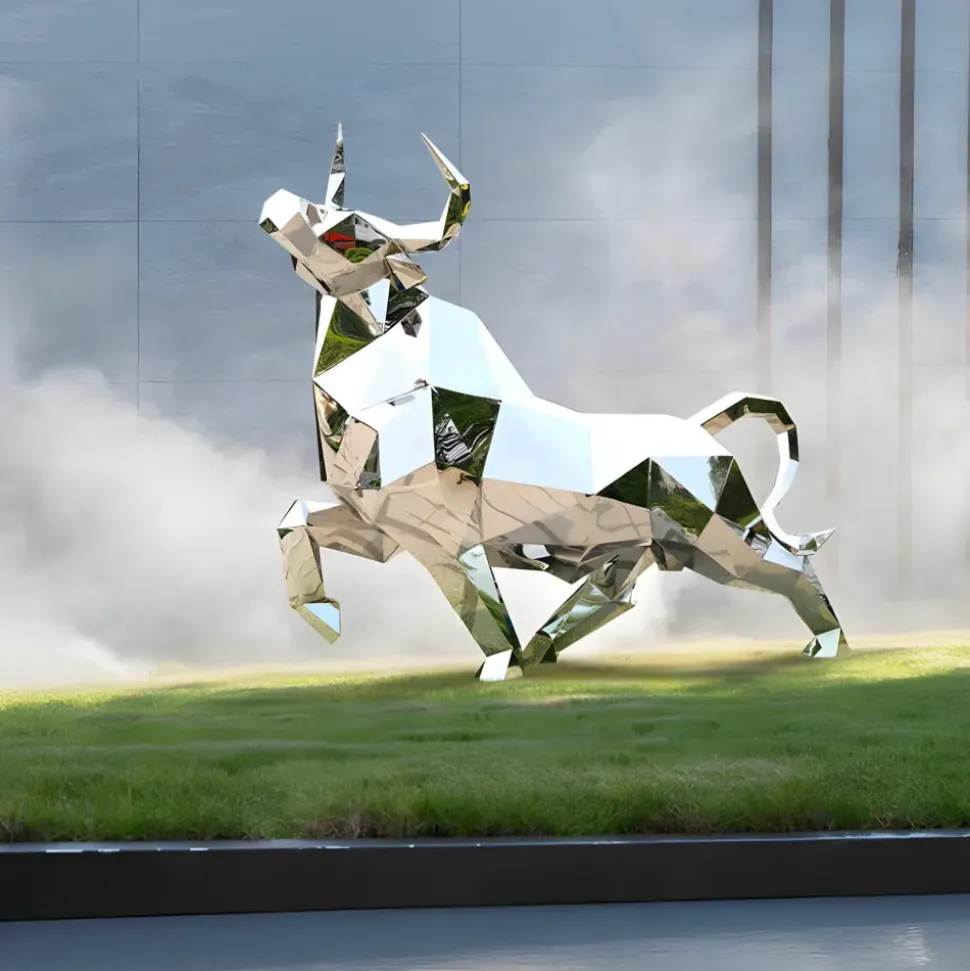 Grand Bull 120cm Geometric Metal Garden Sculpture