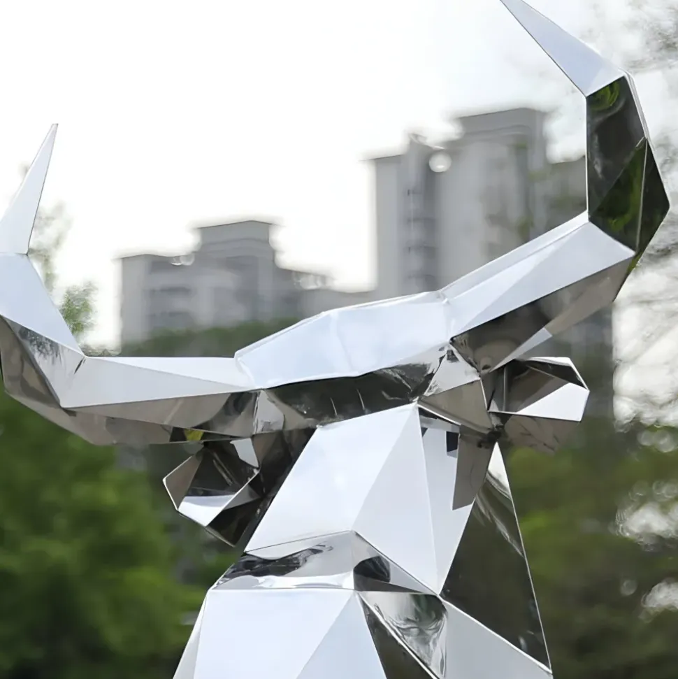 Grand Bull 120cm Geometric Metal Garden Sculpture