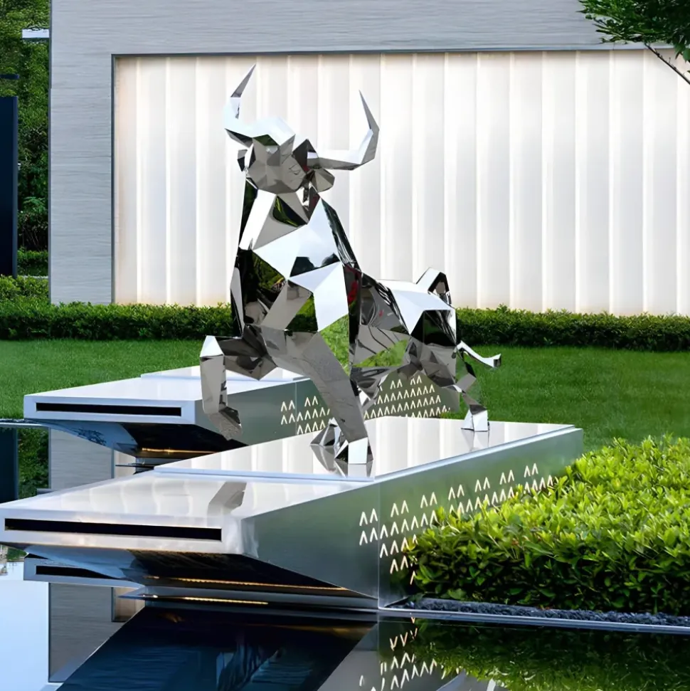 Grand Bull 120cm Geometric Metal Garden Sculpture