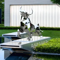 Grand Bull 200cm Geometric Metal Garden Sculpture