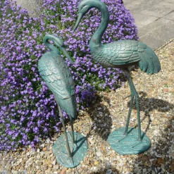 Grand Cranes Bronze Metal Garden Ornaments