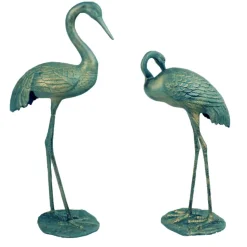 Grand Cranes Bronze Metal Garden Ornaments