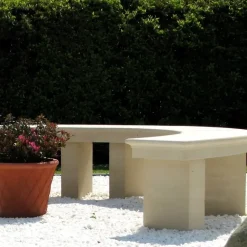 Grand Curved Modern Stone Garden Bench