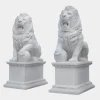 Grand Lion 180cm White Marble Garden Statue