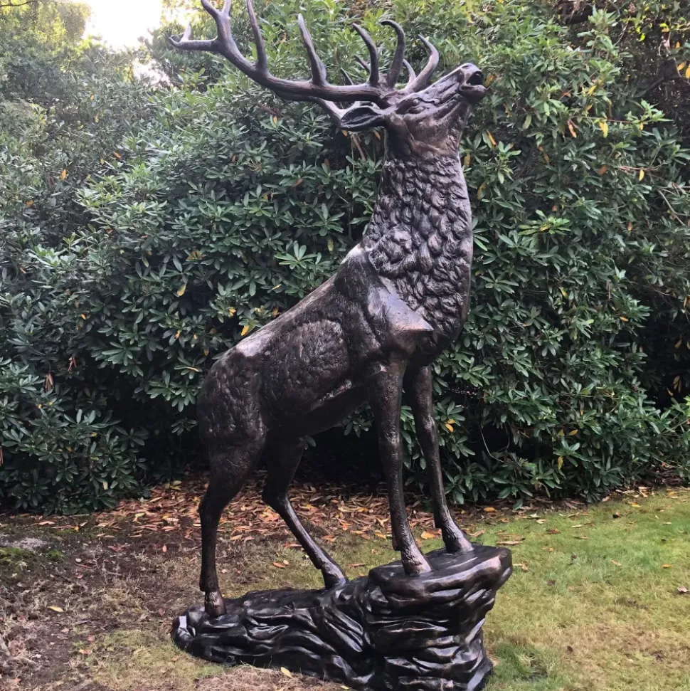 Grand Stag Life-Size 292cm Metal Bronze Garden Statue