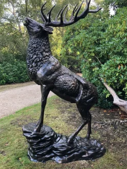 Grand Stag Life-Size 292cm Metal Bronze Garden Statue