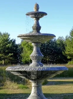 Grand Triple Tier 4m Emerald Marble Stone Water Fountain Feature
