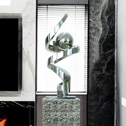 Gravity Sphere 92cm Silver Metal Indoor Sculpture