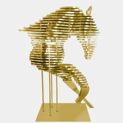 Harmonic Horse 160cm Gold Metal Garden Sculpture v1