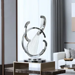 Harmonic Strings 80cm Silver Metal Indoor Sculpture