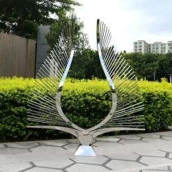 Harmonic Wings 200cm Silver Metal Garden Sculpture