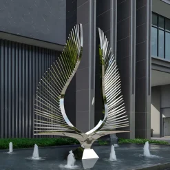 Harmonic Wings 200cm Silver Metal Garden Sculpture