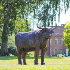 Highland Cow Bronze Metal Garden Statue