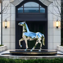 Horse 182cm Geometric Metal Garden Sculpture