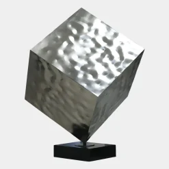 Hyper Cube 75cm Silver Metal Indoor Sculpture