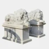 Imperial Lion 120cm White Marble Garden Statue