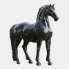 Imperial Stallion 220cm Black Marble Garden Statue