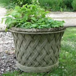 Jardinier Basket Weave 45cm Stone Garden Planter
